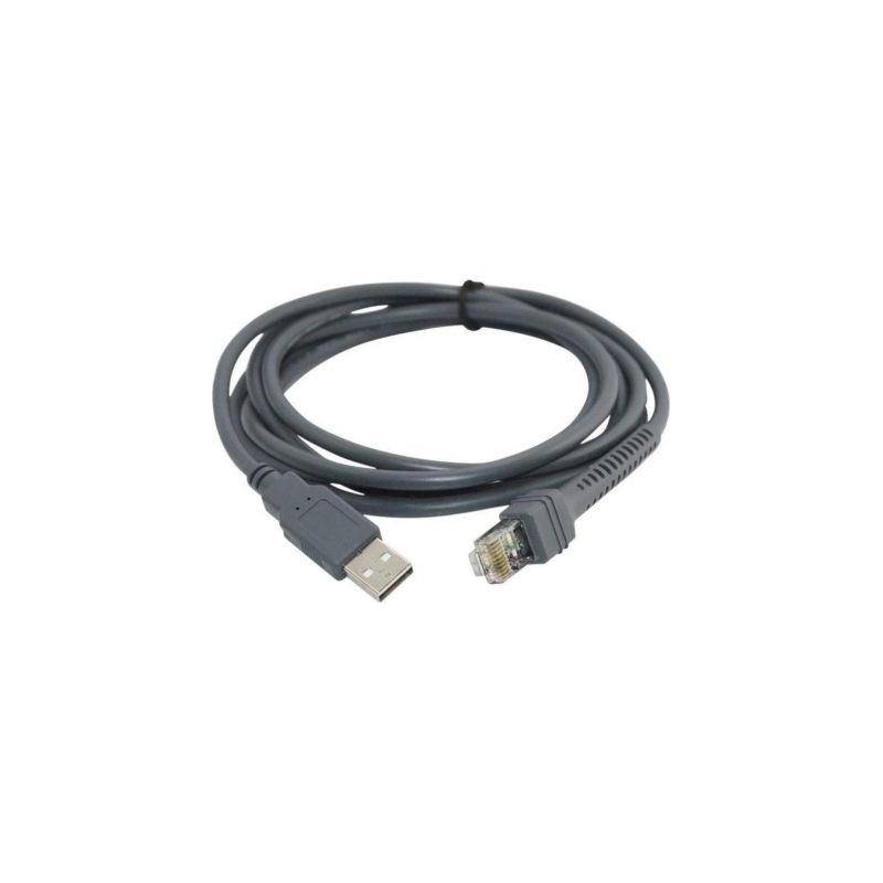 Cable USB Zebra 2.8 m | Espiral apantallado para escáneres y TPV
