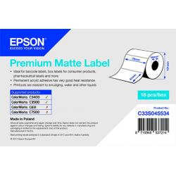 76 x 51 mm Premium MATTE Epson Label - 650 etiq - (C3400/C3500 series)