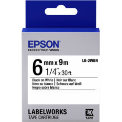 Cinta Epson LabelWorks estándar - LK-2WBN estándar negra/blanca 6/9 - 1