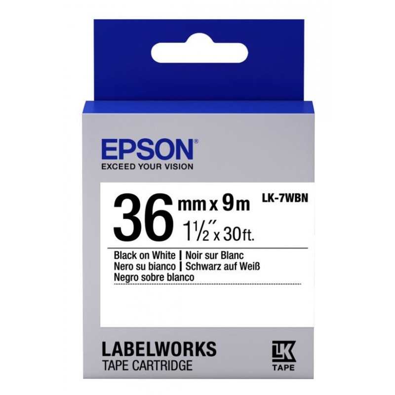 Cinta Epson LabelWorks Estándar - LK-7WBN estándar negra/blanca 36/9 - 1