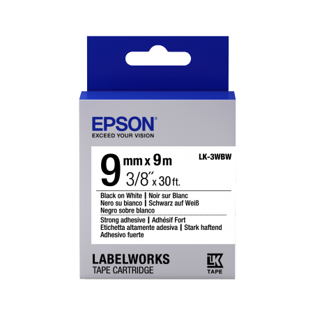 Cinta Epson LabelWorks adhesiva resistente - LK-3WBW cinta adhesiva resistente negra/blanca 9/9 - 1