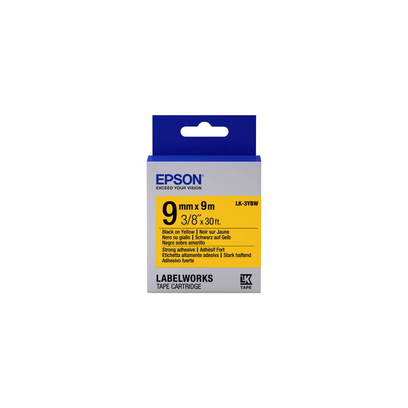 C53S653005 |Cinta Epson adhesiva resistente | LK-3YBW cinta adhesiva resistente negra/amarilla 9/9