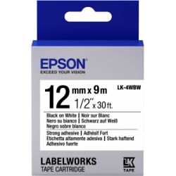 Cinta Epson adhesiva resistente - LK-4WBW cinta adhesiva resistente negra/blanca 12/9