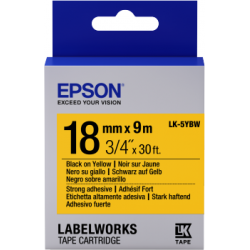 Cinta Epson LabelWorks adhesiva resistente - LK-5YBW cinta adhesiva resistente negra/amarilla 18/9 - 1
