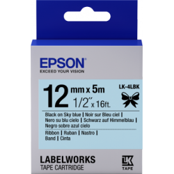 Cartucho de etiquetas Epson de cinta satinada LK-4LBK negro/azul claro de 12 mm (5 m)