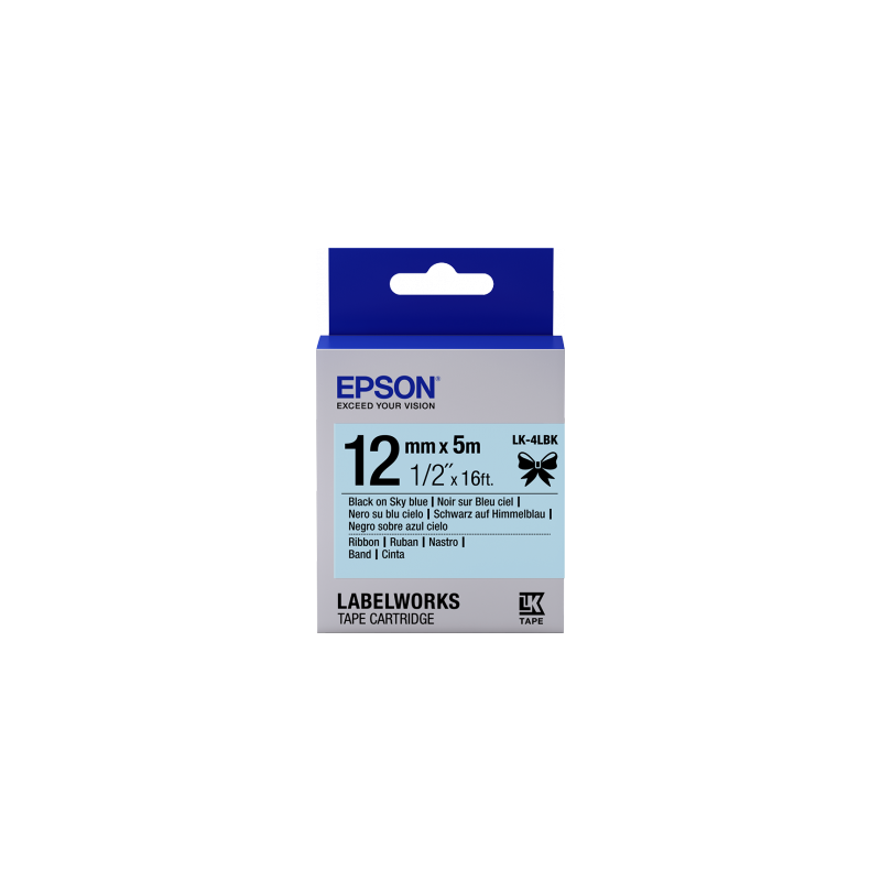 Cartucho de etiquetas Epson LabelWorks de cinta satinada LK-4LBK negro/azul claro de 12 mm (5 m) - 1