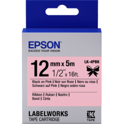Cartucho de etiquetas Epson de cinta satinada LK-4PBK negro/rosa de 12 mm (5 m)