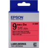 Cinta Epson color pastel - LK-3RBP negro/rojo |C53S653001|Incluye texto negro sobre rojos y amarillos más sutiles.|Epson
