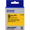 Cinta Epson color pastel - LK-3YBP negro/amarillo|C53S653002| Incluye texto negro sobre rojos y amarillos más sutiles.|Epson
