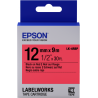 Cinta Epson color pastel - LK-4RBP negro/rojo |C53S654007|Incluye texto negro sobre rojos y amarillos más sutiles.|Epson