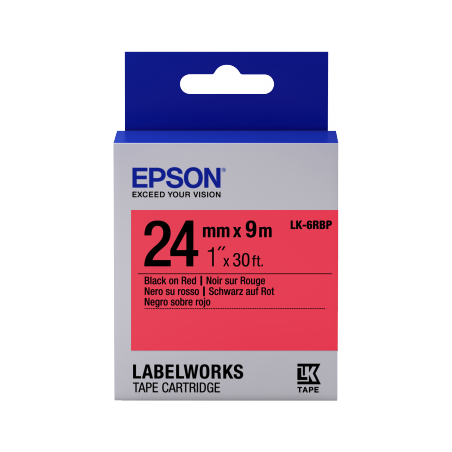 Cinta Epson LabelWorks color pastel - LK-6RBP negro/rojo pastel 24/9 - 1