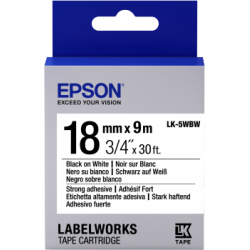 Cinta Epson LabelWorks adhesiva resistente - LK-5WBW cinta adhesiva resistente negra/blanca 18/9 - 1