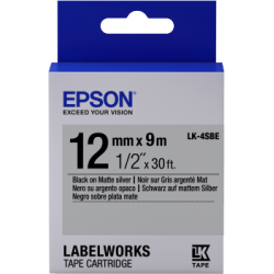 Cinta Epson LabelWorks mate - LK-4SBE negra/plata mate 12/9 - 1