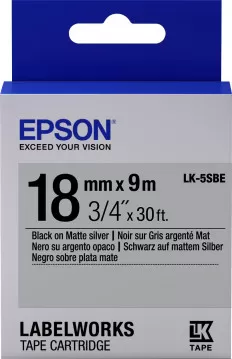 Cinta Epson LabelWorks mate - LK-5SBE negra/plata mate 18/9 - 1