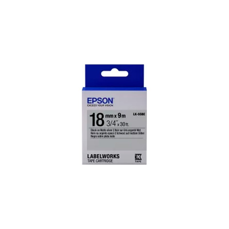 Cinta Epson LabelWorks mate - LK-5SBE negra/plata mate 18/9 - 1