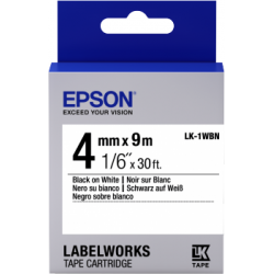 Cartucho de etiquetas estándar Epson LK-1WBN negro/blanco 4 mm (9 m)