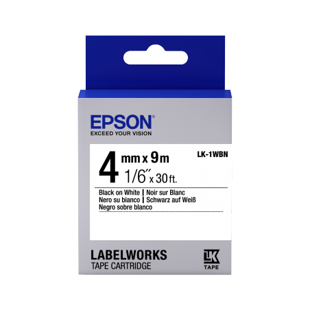 Cartucho de etiquetas estándar Epson LabelWorks LK-1WBN negro/blanco 4 mm (9 m) - 1