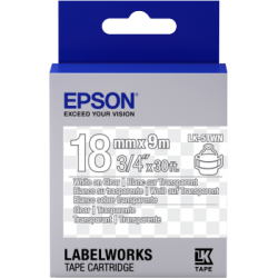 Cinta Epson transparente- LK-5TWN blanca transparente/transparente 18/9|C53S655009|Ideal para un etiquetado más discreto.|Epson