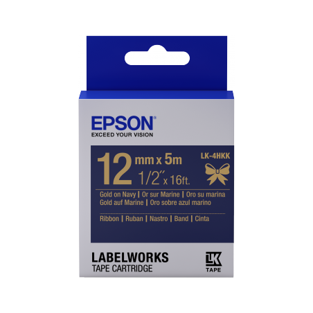 Cartucho de etiquetas Epson LabelWorks de cinta satinada LK-4HKK oro/azul marino de 12 mm (5 m) - 1