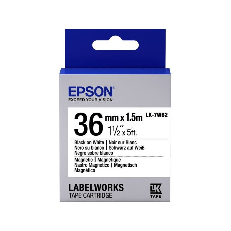 Cartucho de etiquetas magnéticas Epson LabelWorks LK-7WB2 negro/blanco 36 mm (1,5 m) - 1