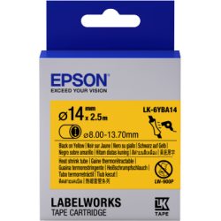 Cartucho de etiquetas Epson para tubo termorretráctil (HST) LK-6YBA14 negro/amarillo de 14 mm de diámetro (2,5 m)