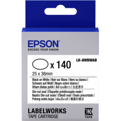 Cartucho de etiquetas cortadas ovaladas Epson LabelWorks LK-8WBWAB negro/blanco de 25 x 38 mm (140 etiquetas) - 1