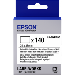 Cartucho de etiquetas cortadas rectangulares Epson LK-8WBWAC negro/blanco de 25 x 38 mm (140 etiquetas)