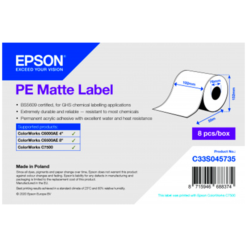 C33S045735 | Etiquetas Mate PE 102mmx55m Epson