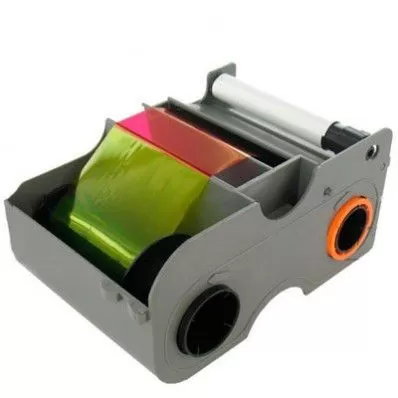 EZ - YMCKO Cartridge w/Cleaning Roller: Full-color ribbon with resin black and clear overlay panel (NA)  250 images