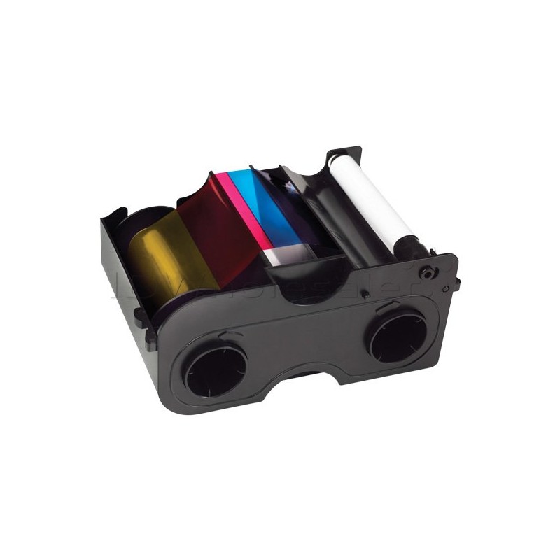 EZ - YMCKO Half Panel Cartridge w/Cleaning Roller: Full-color ribbon with resin black and clear overlay panel  350 images