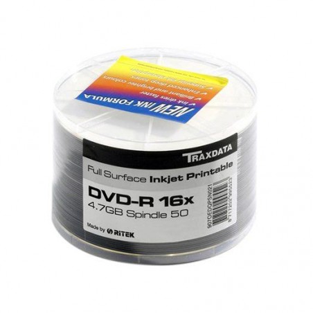 DVD-R 16x 4,7Gb RITEK TRAXDATA Inkjet White Printable - 1
